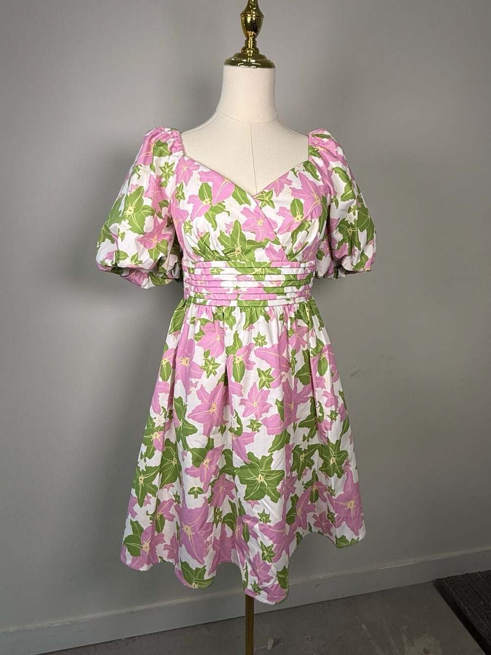 Kinsley + Zoey Levana Floral Puff Sleeve Bow Back Dress